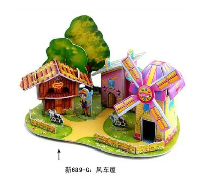 689-G 3D Puzzle Jigsaw Baby toy Kid Early learning Castle Construction pattern gift For Children Brinquedo Educativo Houses Puzzle WYQ - Цвет: 689-G