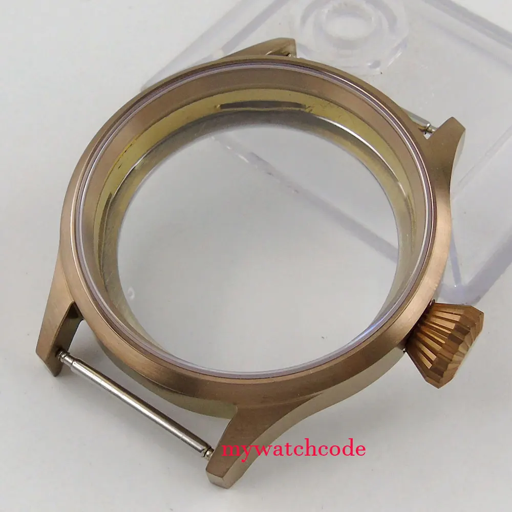 

43mm bronze plated parnis Watch CASE sapphire glass fit 6498 6497 eat movement