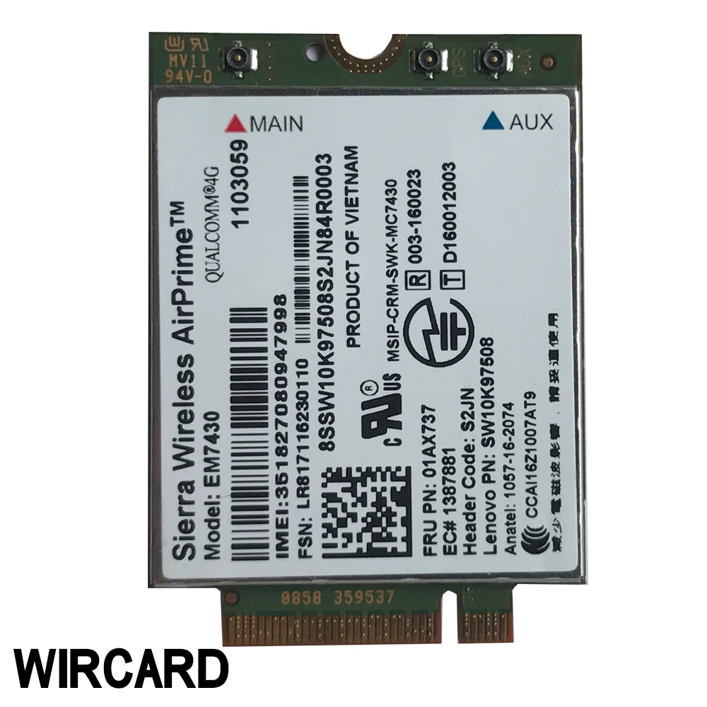 EM7430 FDD/TDD LTE 4G модуль WCDMA GNSS карта для Thinkpad X1C Gen5 ноутбук T470S Lt 10 планшетный |