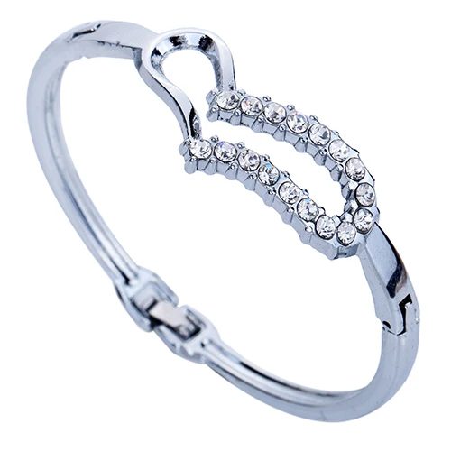 Bluelans женские любовь сердце Блестящий Кристалл горный хрусталь браслеты с