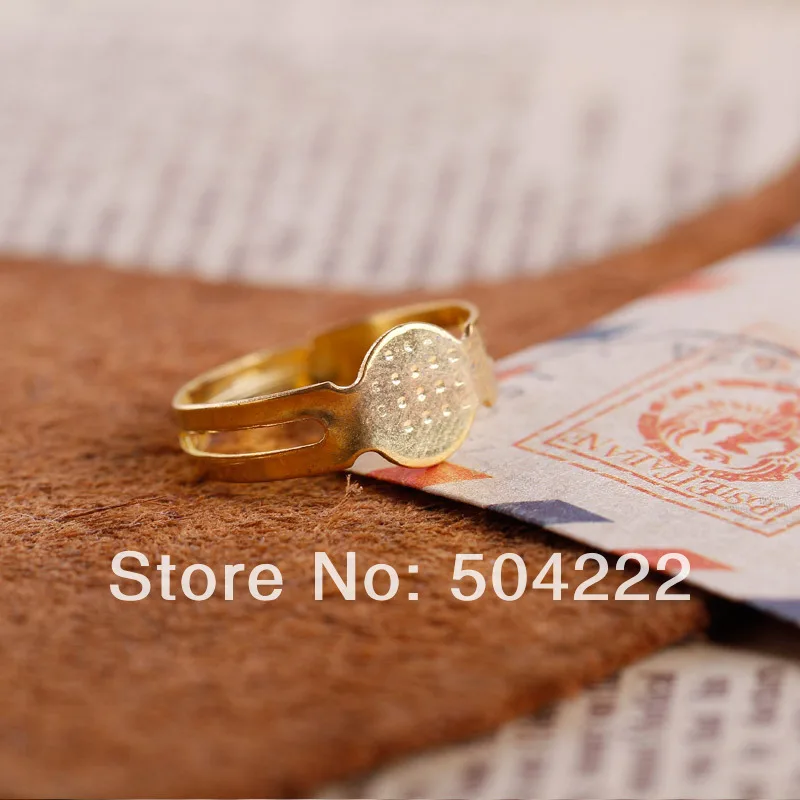 400 шт. смешанные цвета серебро родий золото бронза регулируемое пустое кольцо с 8