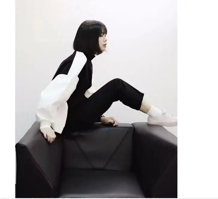 Осенние женские худи Толстовка 2021 в Корейском стиле Стиль Ulzzang Harajuku пэчворк