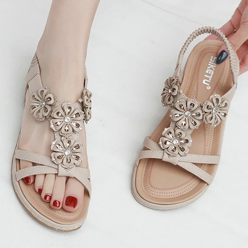 Women Sandals 2019 New Shoes Bohemian Flowers Flat Summer Beach Flip Flops Fashion Ladies Sandal | Обувь