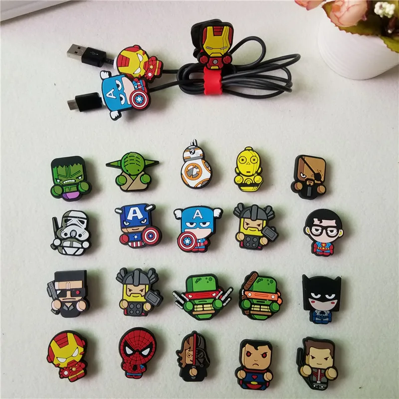 50 шт мультфильм Marvel супер герой USB зарядный кабель протектор шнур для iphone android