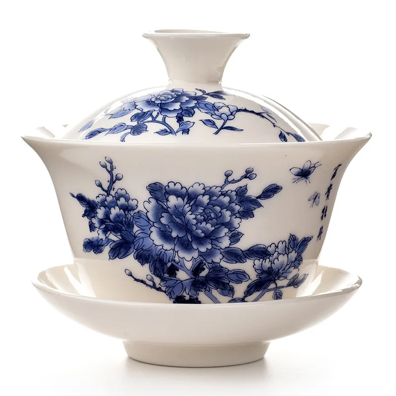 flower Китай Ручная роспись Чайный сервиз белый фарфор Gaiwan чайный фарфоровый горшок набор для путешествий - Цвет: flower