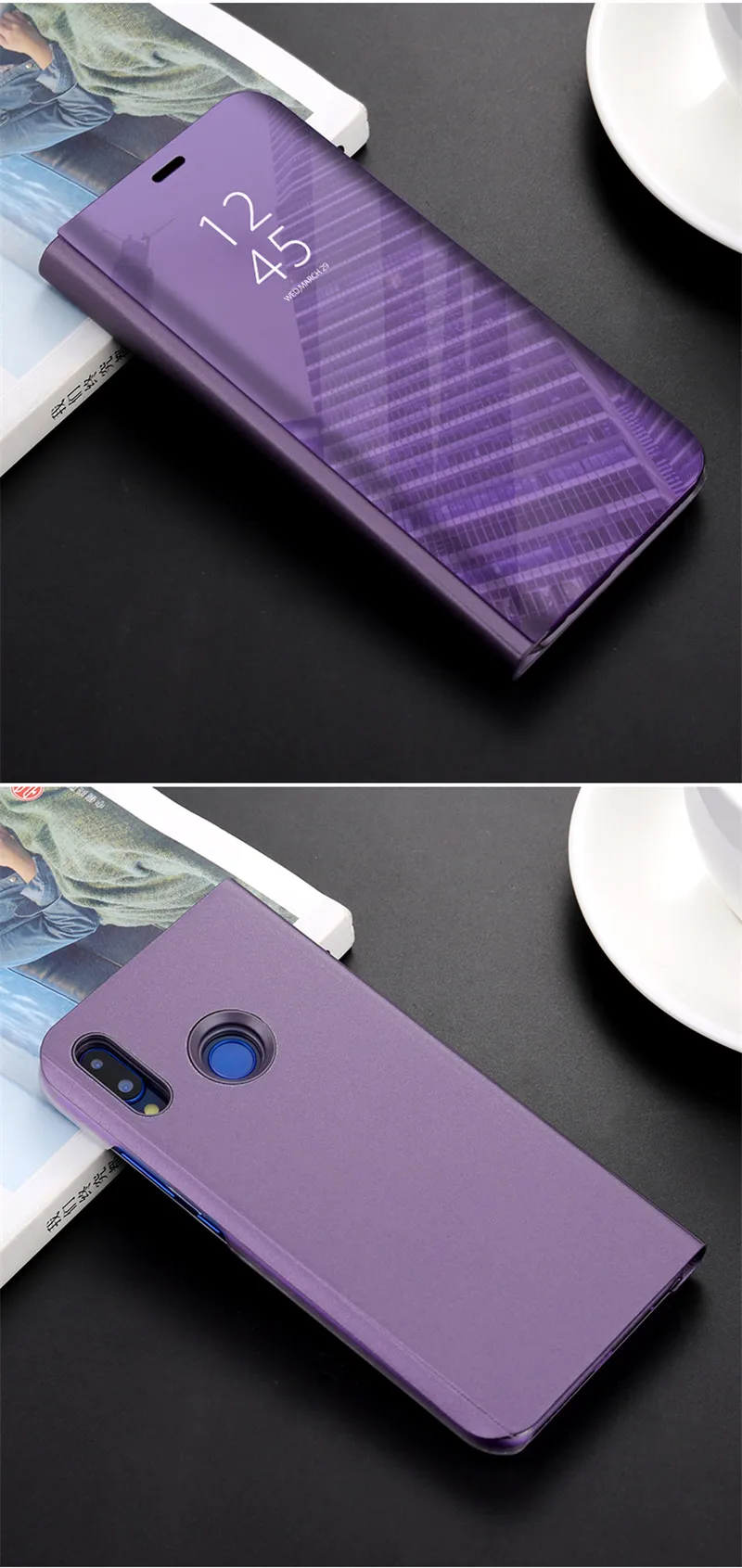 360 чехол для huawei Honor Note 10 9i Plus Play V10 9 Lite Nova 3 3i Y5 Y6 Y7 Prime P20 роскошный зеркальный сенсорный флип-чехол с подставкой
