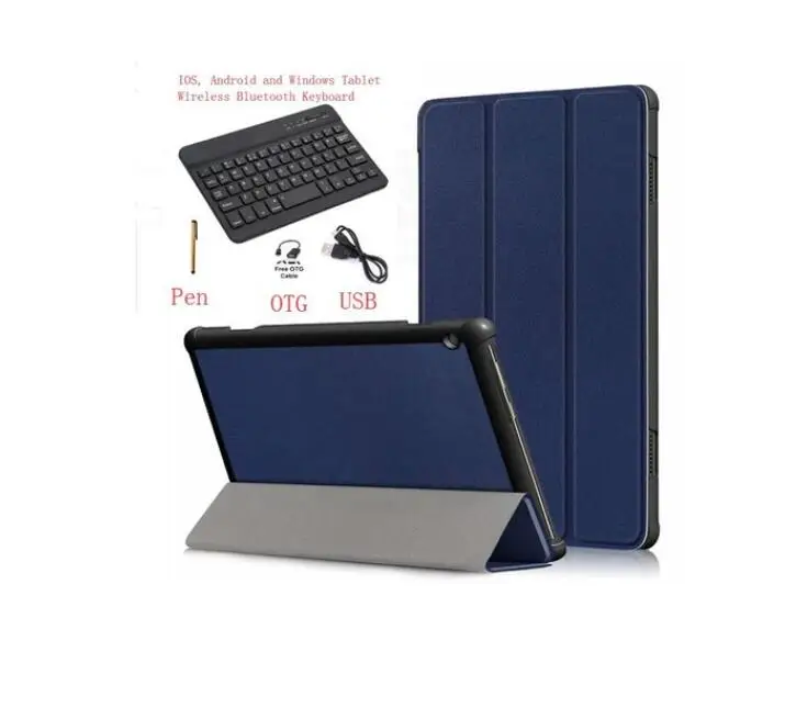 Чехол для lenovo Tab E10 X104F Ultra Slim Sleep Wake Bluetooth клавиатура окрашенная подставка из искусственной кожи клавиатура планшет+ ручка - Цвет: Бежевый