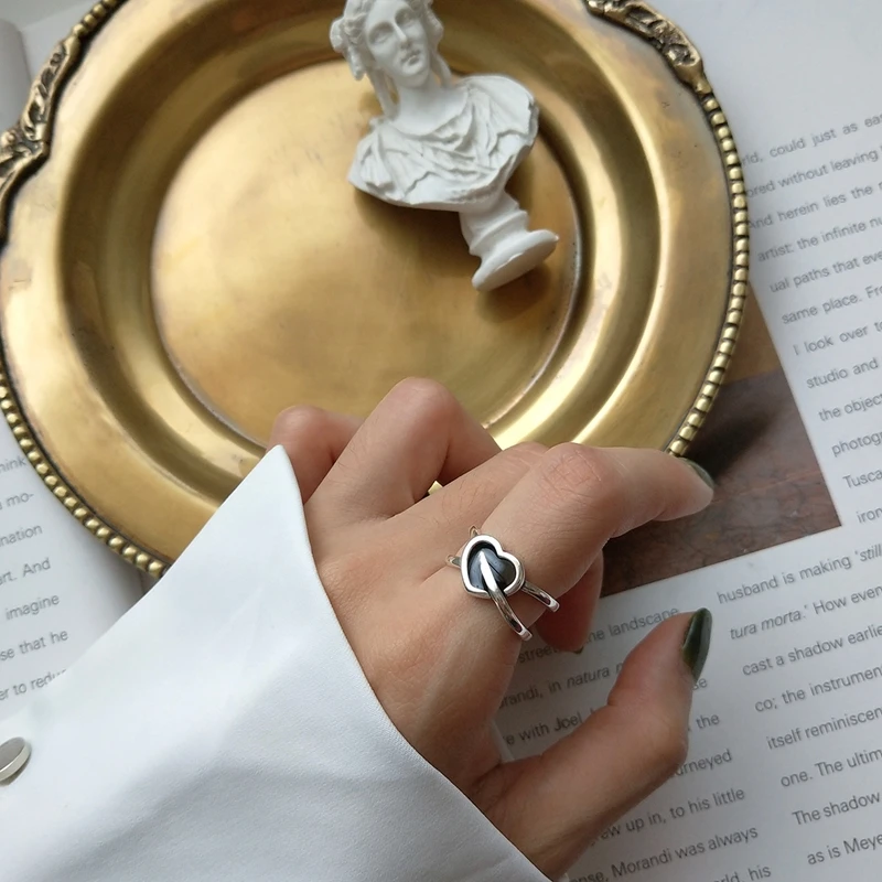 LouLeur, Стерлинговое Серебро 925 пробы, сердце, кольца из серебра 925 пробы, капля, глазурь, стрела через сердце, кольца для женщин, 925 пробы, ювелирное изделие, подарок
