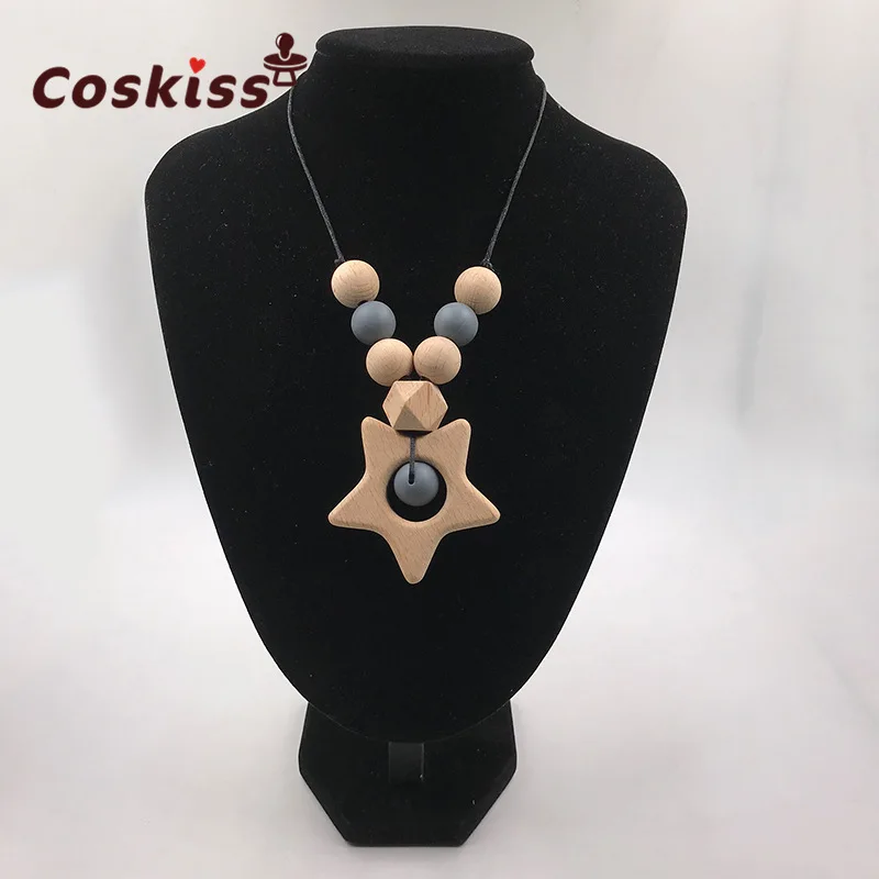 Silicone Teether Baby DIY Craft Set Pacifier Clips Crib Toy Safe And Natural Silicone Bead Teether Necklace Pendant