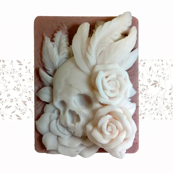 

Skulls and Roses Silicone Molds Skull Soap Mold Bone Silicone Soap Molds Silica Gel Aroma Stone Moulds Skulls Die Rose PRZY
