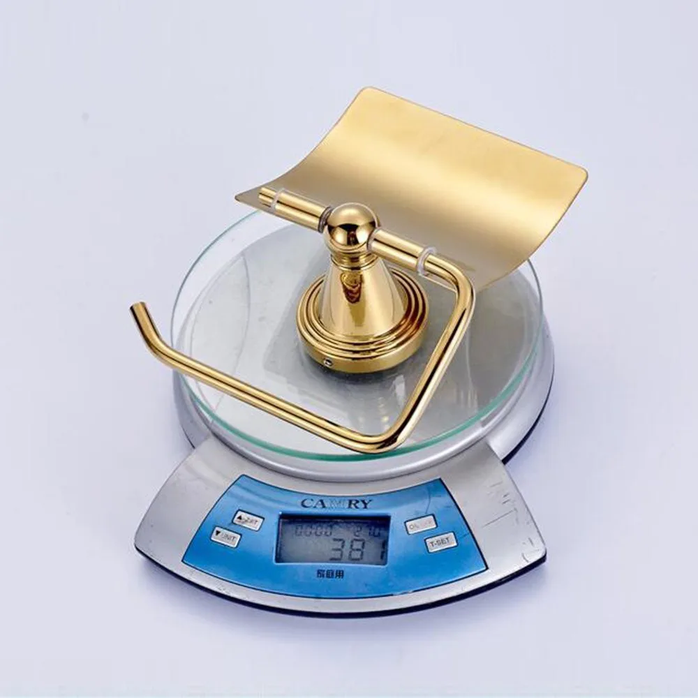 Золотистый плиссированный латунный настенный держатель для туалетной бумаги