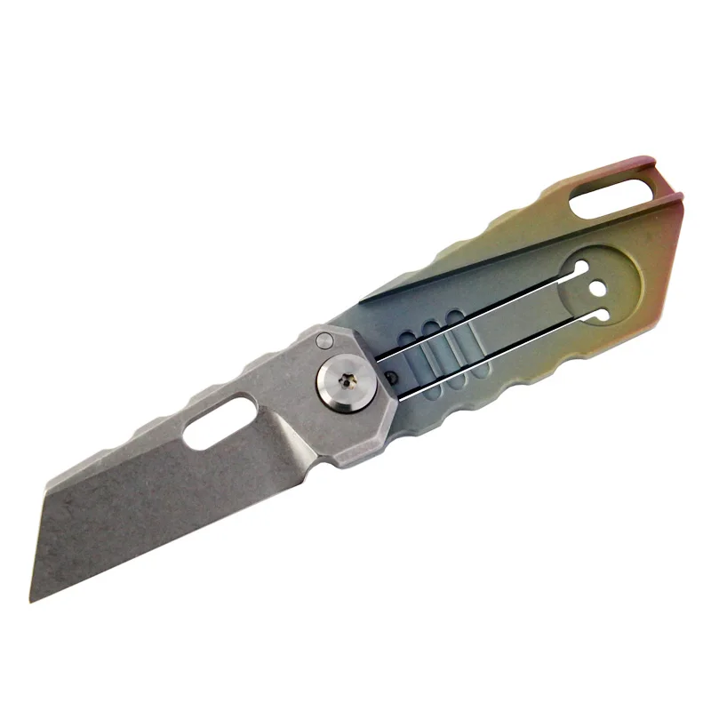 multicolor handle QingGear титановая ручка складной нож S35VN Танто-лезвие EDC брелок Карманный нож для подарка Colletction Кемпинг Мини ножи - Цвет: multicolor handle