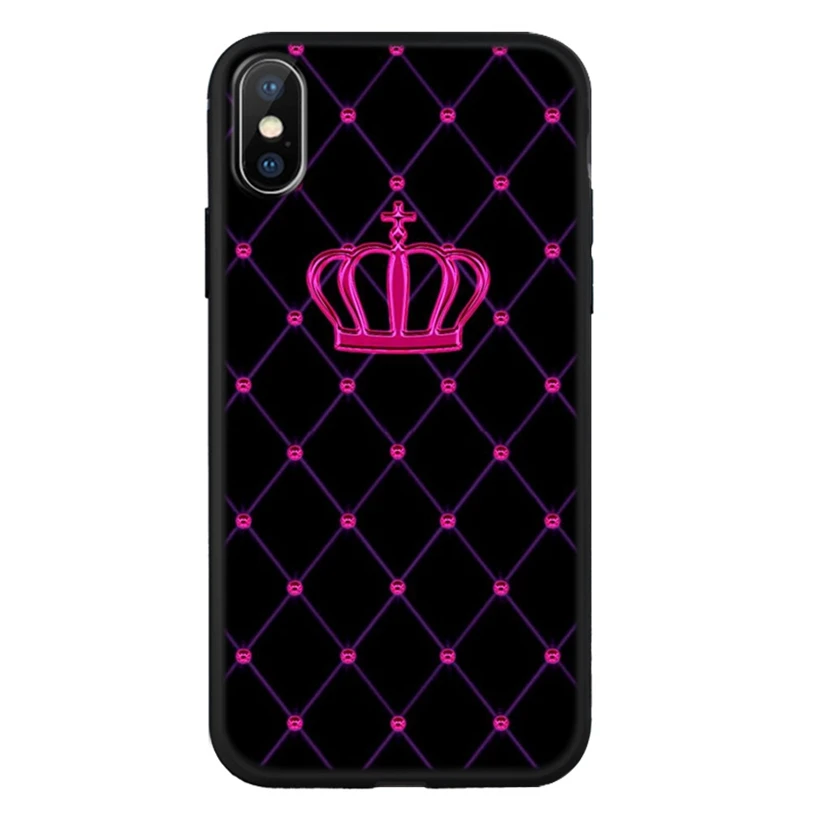 Силиконовый чехол для iPhone X XR XS 6 6S 7 8 Plus Crown Dot розовые чехлы с узором задняя крышка