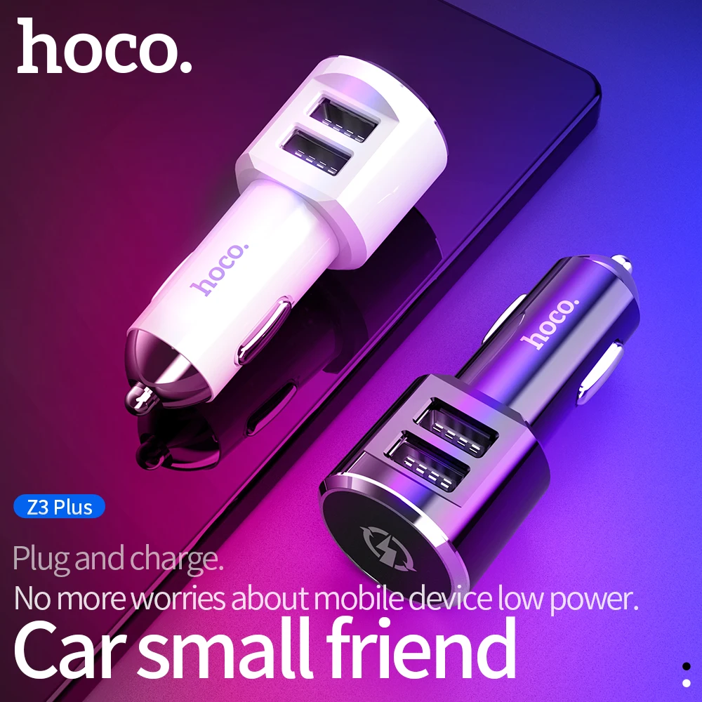 Беспроводное зарядное устройство HOCO 2.4A для автомобиля с двумя портами USB
