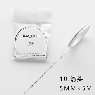 arrow 5mmX5m JIANWU 1 шт. 15 мм X 5 м черно-белая серия основа васи лента украшение для ноутбука скрапбук DIY офисные изделия и канцелярские принадлежности - Цвет: arrow 5mmX5m
