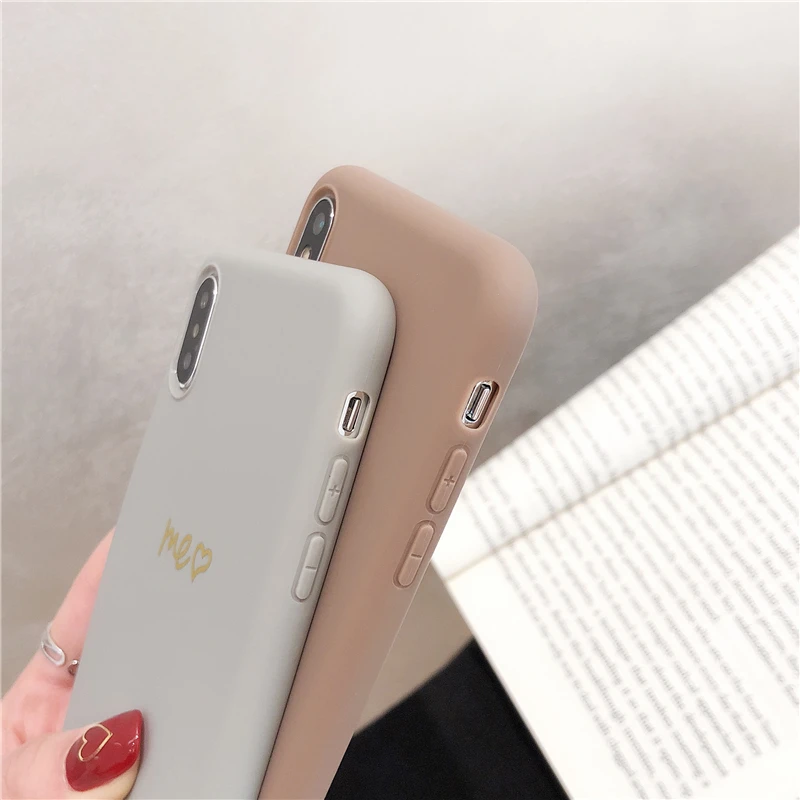 Gimfun Simple Love Heart Phone Case for Iphone Xs Max Xr Glitter Matter Floral Tpu 6s 7 8plus X Back Cover | Мобильные телефоны и