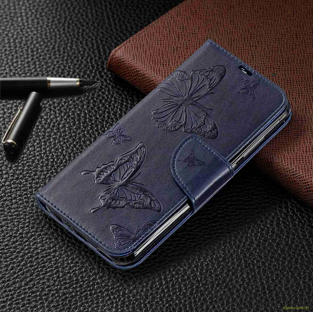 Для huawei P Smart Plus/P 2019 чехол Роскошный 3D тиснение большая бабочка кошелек флип чехлы