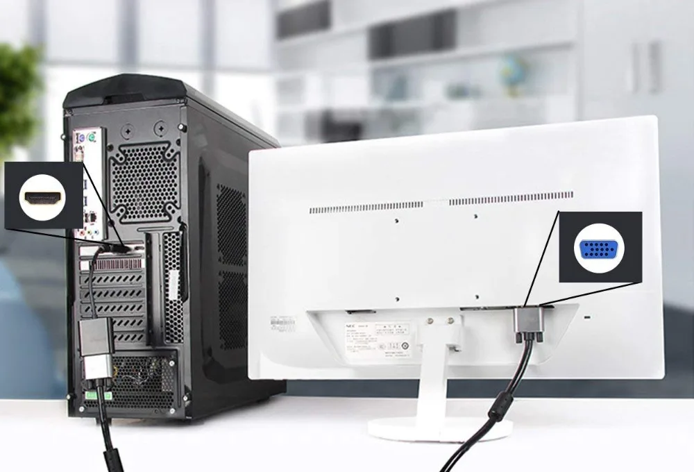 50 шт./лот активный адаптер HDMI VGA позолоченный 1080P цифро аналоговый переходник