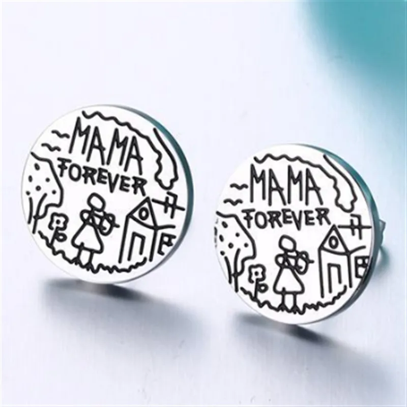 Серьги с сердечком для мамы модные серьги надписью MAMA FOREVER подарка на день матери
