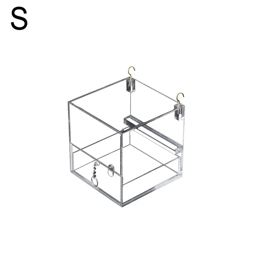 as shown Automatic Birds Feeder Automatic Parrot Feeders Acrylic Hanging Bird Bath Cage Accessories For Bird Feeding And Bathing New - Цвет: as shown