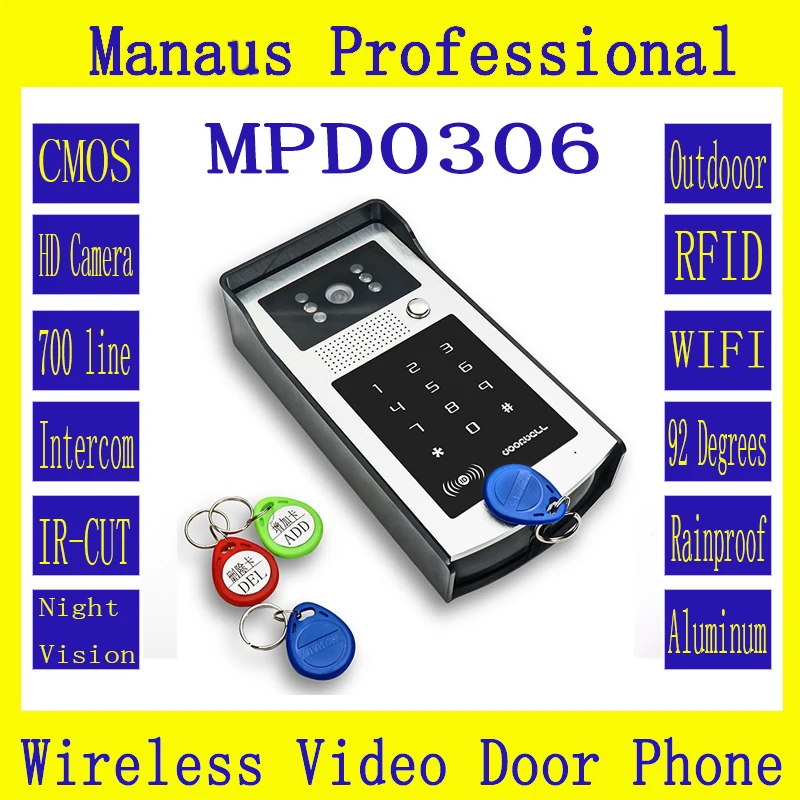 Видеодомофон с Wi Fi наружный монитор Интерком RFID и кодовой клавиатурой дверная