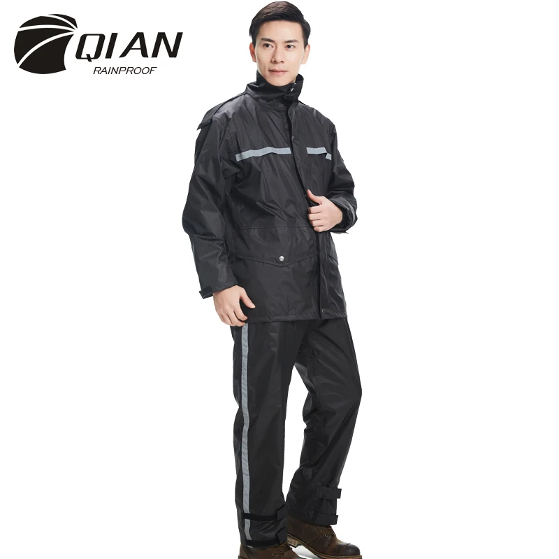 Непромокаемый Новый непромокаемый дождевик QIAN комплект из куртки и брюк для
