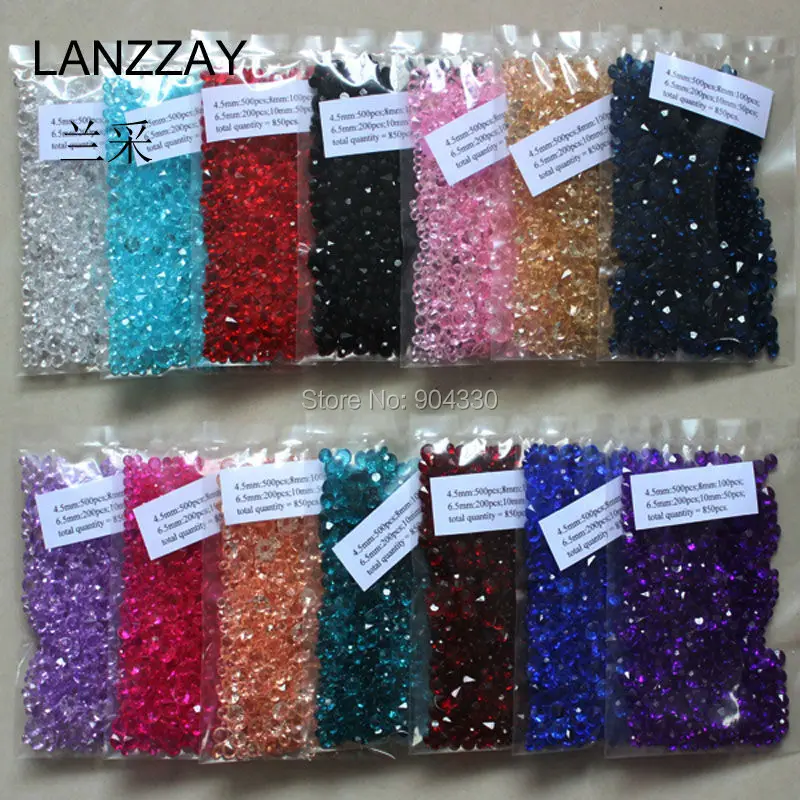 Бесплатная доставка lanzzay 850 шт. ясно Mix 4 размера акрил С кристалалми и стразами
