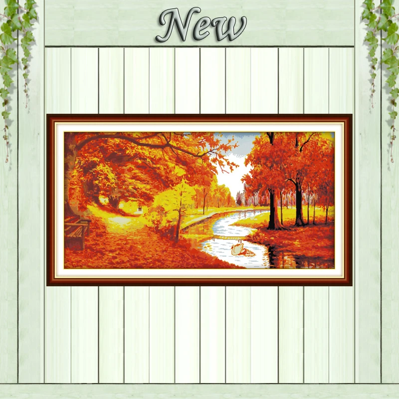 

Золотая осень удачи клен, рассчитанная на ткань DMC 14CT 11CT DIY Алмазная вышивка наборы для вышивки крестом наборы для рукоделия картины
