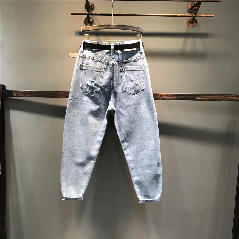 Новинка 2019 весенне осенние женские джинсовые брюки с цветными блоками лидер