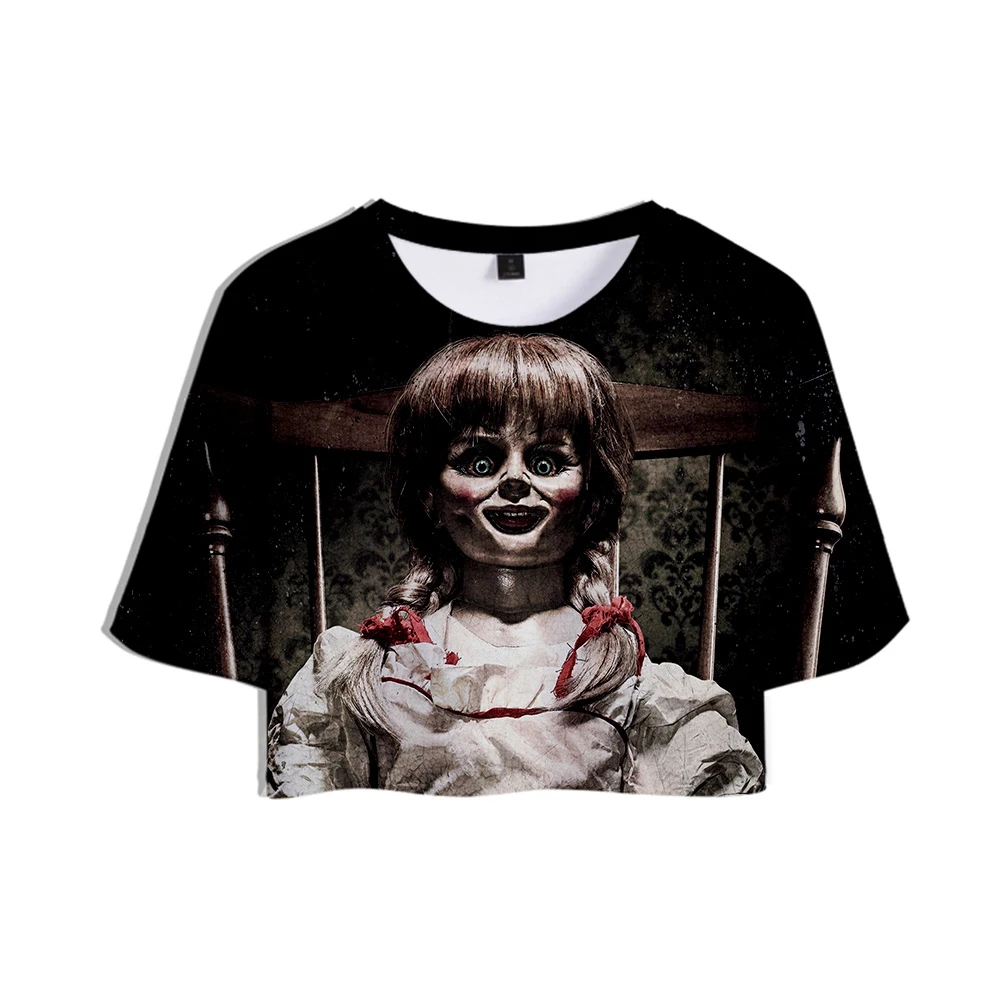 Annabelle 3D печатных модные женские повседневные короткие топы Летняя футболка с