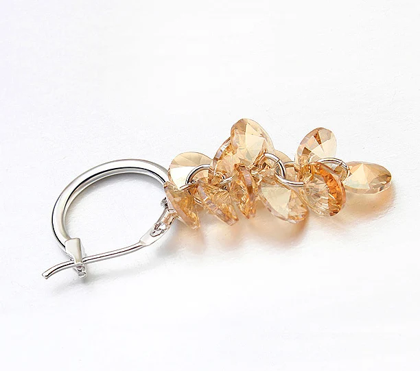 Женские круглые серьги кольца с кристаллами Swarovski серебряная Сережка вечерние