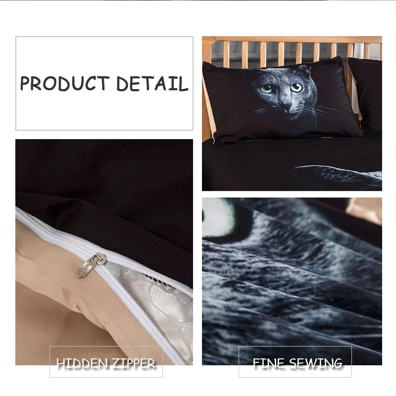 Комплект постельного белья с 3D принтом кота одеяло пододеяльник набор