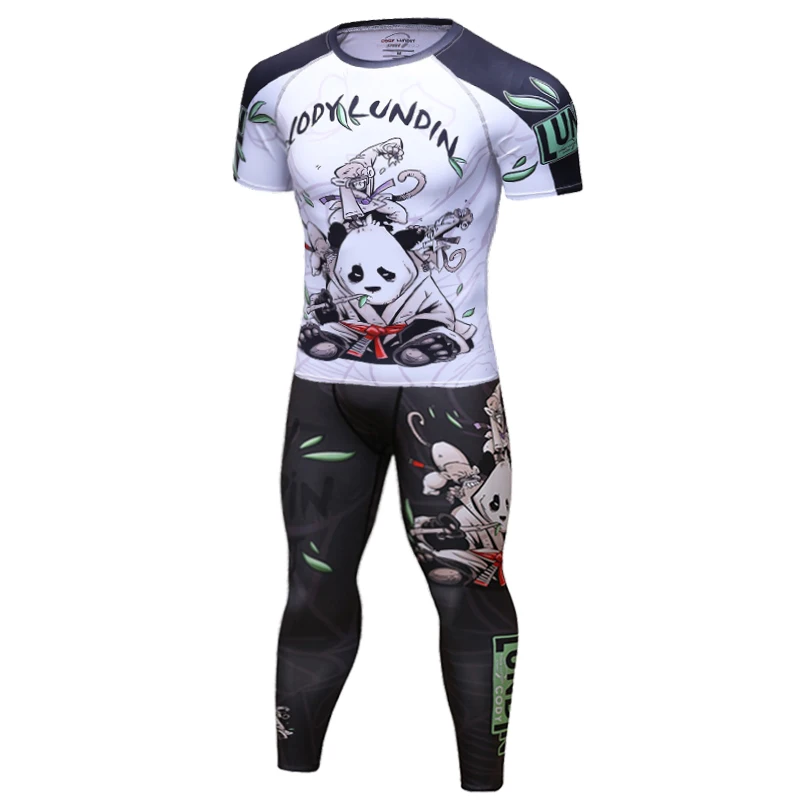 UFC BJJ MMA Мужской комплект, компрессионная рубашка, топы, штаны, шорты, спортивная одежда для фитнеса, Удобный яркий цвет, 3D принт, майки, колготки - Цвет: 8