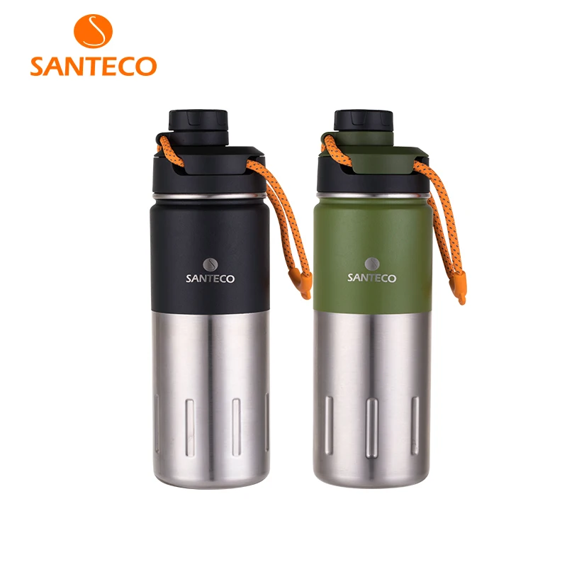 Термос Santeco 500 мл с веревкой двойными стенками нержавеющая сталь вакуумная колба