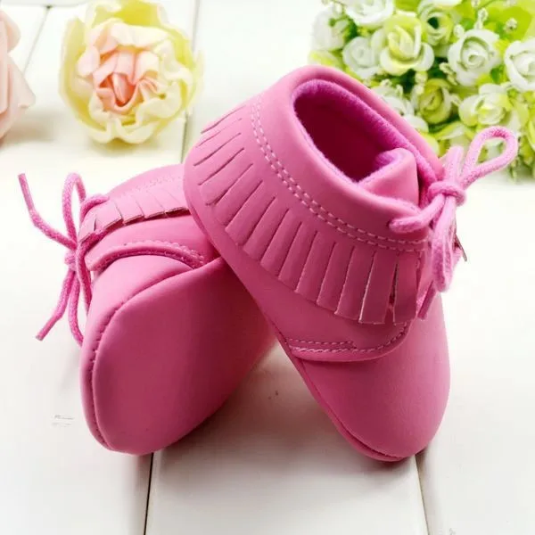 New First Walkers Solid Soft Sole Cotton Fabric Winter Crib Toddler Tassel Spring And Autumn Short Boots For Baby Shoes |