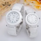 Женские и мужские повседневные часы с календарем 2017, Брендовые Часы, роскошные часы для пар, мужские и женские наручные часы с керамикой, Модные Кварцевые водонепроницаемые