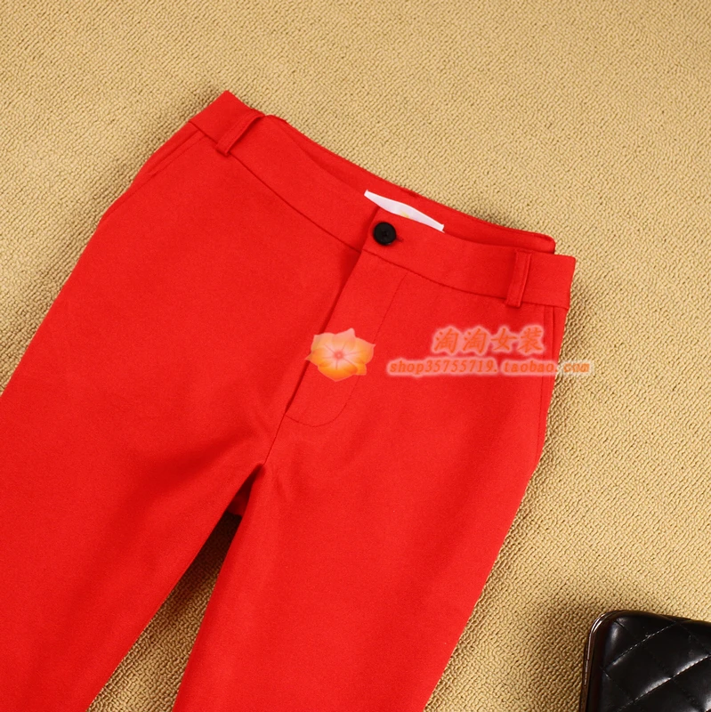 summer women cultivate one's morality contracted little red suit + pants feet pants suit
