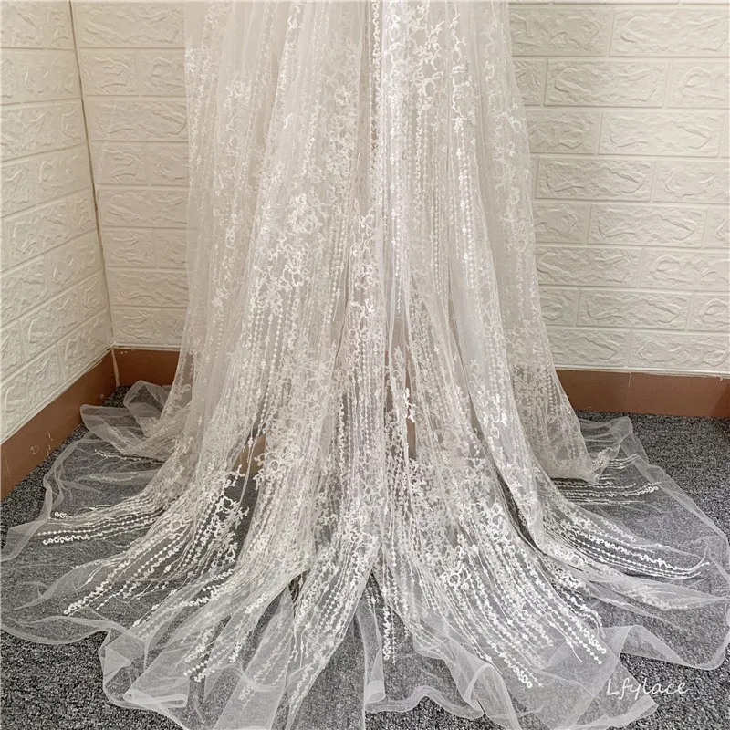 5 двор 130 см в ширину ленты Вышивка Кружева Тонкий Off white сетчатый французский Тюль