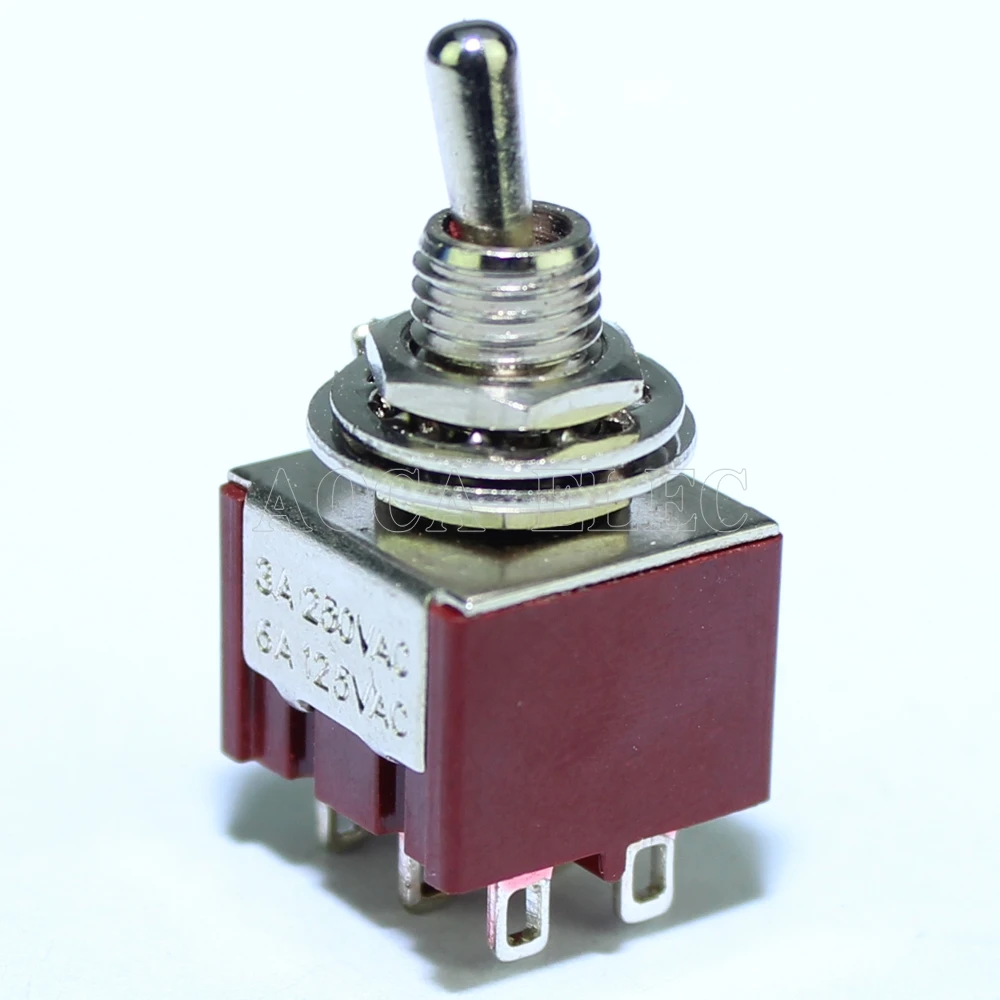 100 шт. MTS 202 C1 6A переключатель 6 мм 3A 250VAC 125VAC 6P DPDT ON фиксация миниатюрный с паяльным