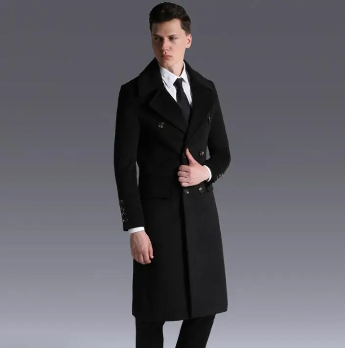 

Beige black grey casual ouble breasted woolen coat men trench coats long sleeves overcoat mens cashmere coat england fashion