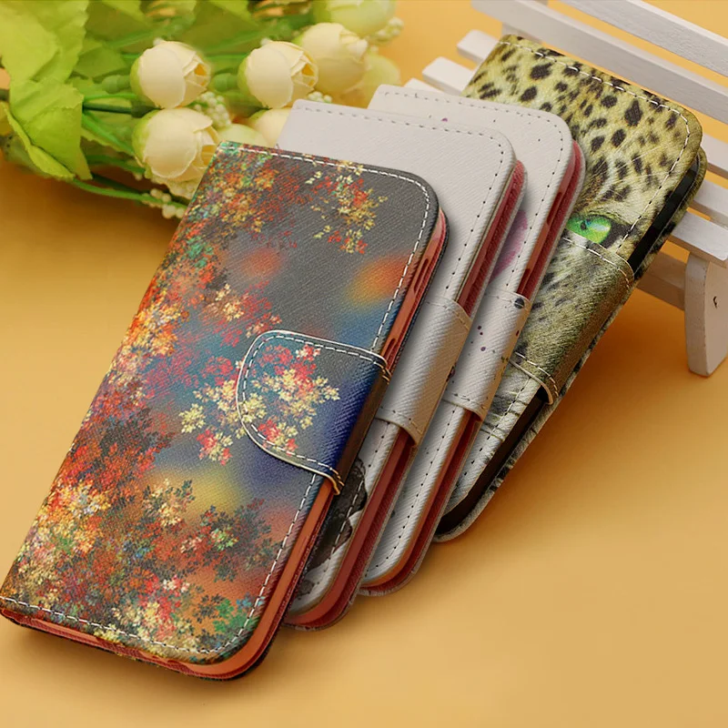 Цветной кожаный чехол книжка с подставкой и рисунком для Huawei P8 Lite 2017 / P10 P9 чехлы