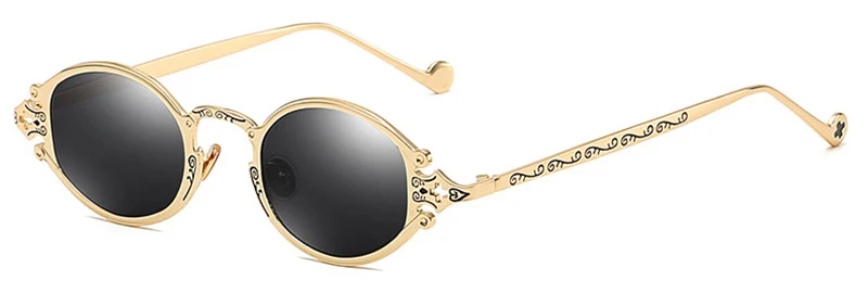 Golden Black SHAUNA Ins Популярные готические маленькие овальные панк Солнцезащитные очки мужские ретро металлические стимпанк Солнцезащитные очки для женщин - Цвет линз: Golden Black