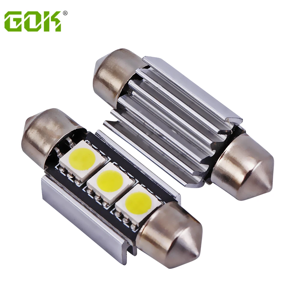 2 шт. гирлянда 36 мм 39 41 3SMD 5050 светодиодный купол festoon CANBUS безошибочный автомобиль 3