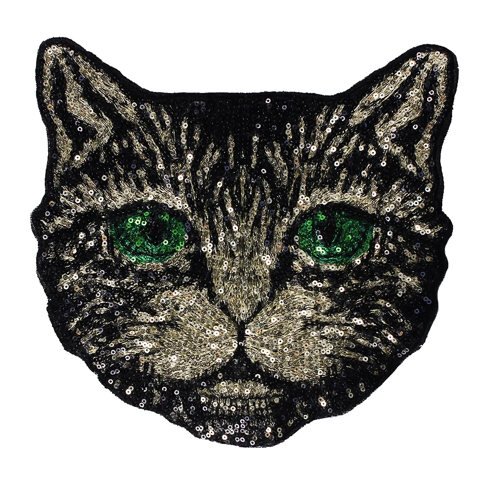 10pieces Beaded Sequin Cat Fabric Patches Sew on Strass Applique Badges Embossed Clothes Decorated Craft Sewing Supplies TH726 | Дом и сад