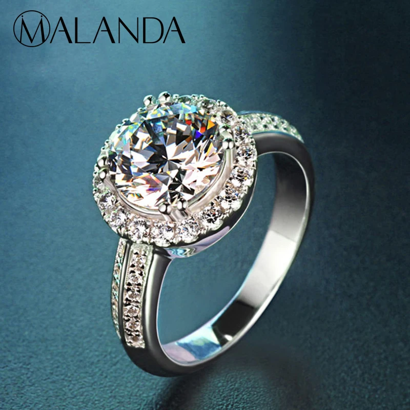 MALANDA Brand New Fashion Clear Crystal from Swarovski Zircon Silver Vintage Rings For Women Weddings Jewelry Girl Gift | Украшения и