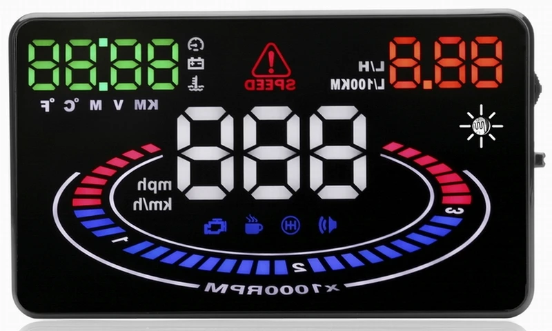 Ouchuangbo E300 5 дюймов OBDII EUOBD HUD Автомобильный дисплей с разноцветным двигателем