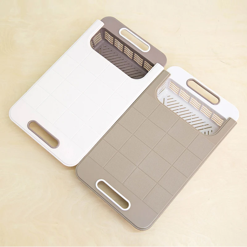 Adjustable Kitchen Plastic Chopping Block Multifunctional Drawer Storage Double Layer Antibacterial Cutting Board | Дом и сад