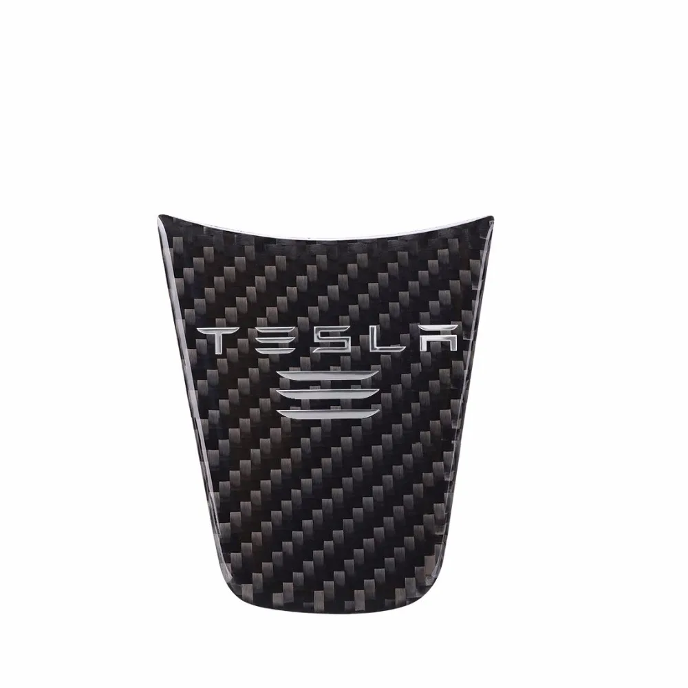 TESLA Автомобильная Внутренняя крышка рулевого колеса автомобиля углеродного волокна рулевое колесо украшение крышка наклейка для Tesla модель 3 модель три