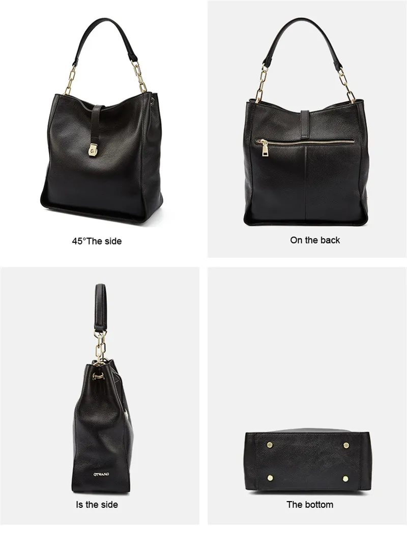 Soft Leather Women's Top-handle Bag Shoulder bag Genuine Leather Ladies Hand Bags Large Black Handbags for Women bolsa