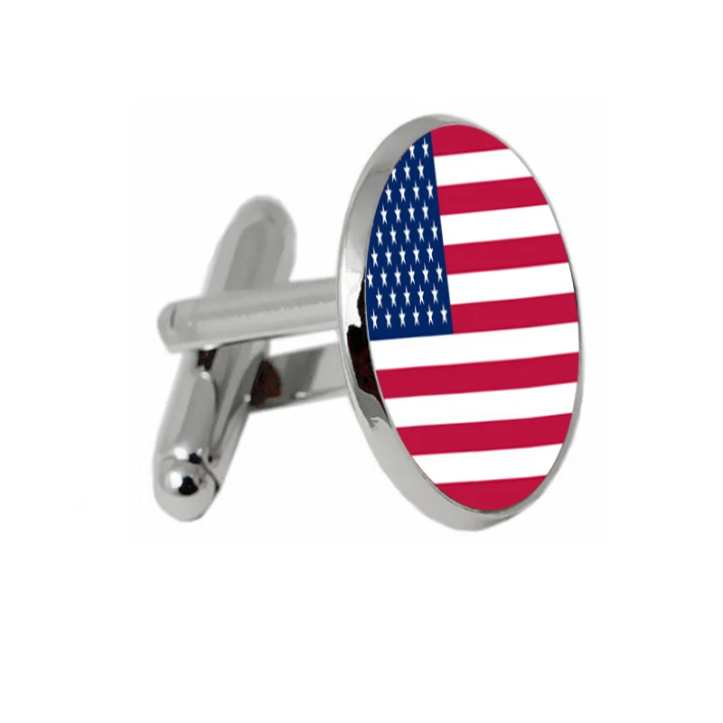 Американские запонки с изображением флага посеребренные флагом США мужские и